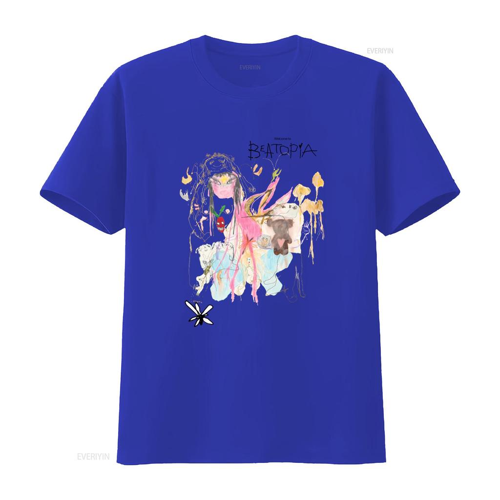 Beabadoobee T Shirt with Colorful Artistic Print Welcome To Beatopia Design Vintage Washed Soft Designer Clothes Homme