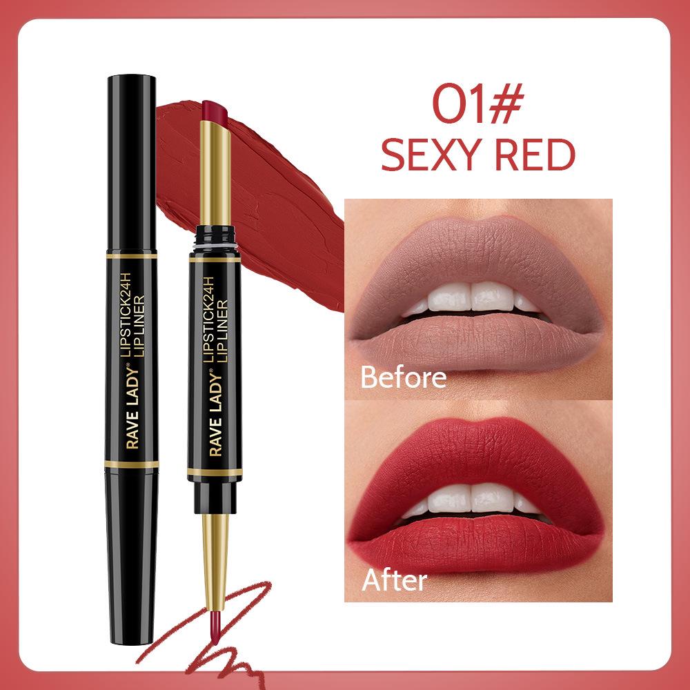 RAVE LADY Double-Ended Waterproof Matte Lipstick & Lip Liner Pen