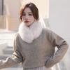 Faux Fur Snood Scarf with Magnetic Fox Fur Collar - Trendy Hanfu Down Jacket Accessory