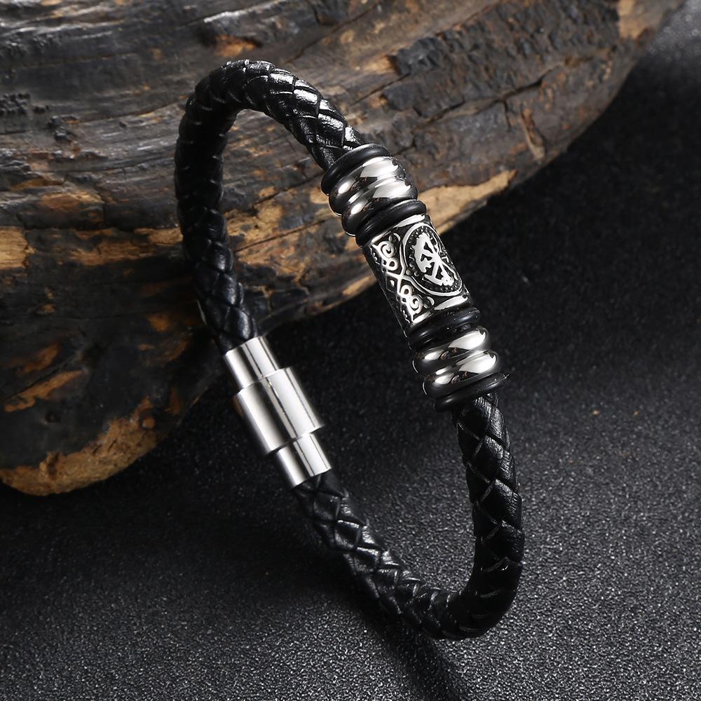 2026 Fashionable and Versatile Bracelet, European and American, Retro and Exquisite Black Bracelet with Woven Leather. 16.5CM