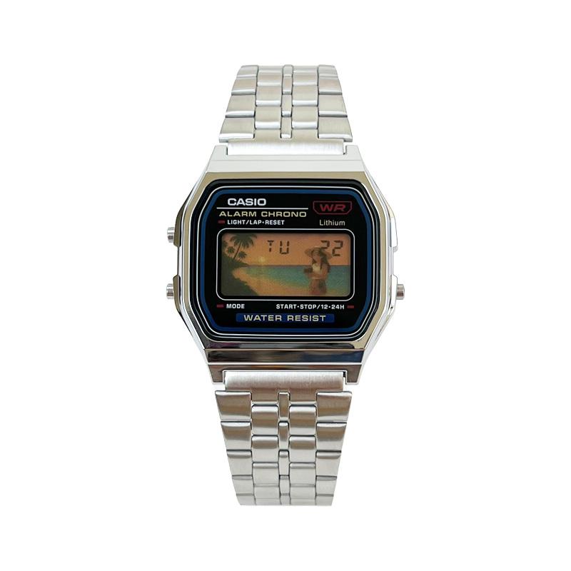 Casio Kişiye özel saat değiştirilmiş seri öğrenci retro klasik küçük kare trend spor su geçirmez Kuvars Çelik Kayış sa A159WA-N1D