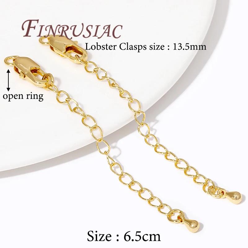 18K Gold Plated Extension Extender Tail Chains with Lobster Clasps For Jewelry Making,Connectors For Bracelets Accessories DIY
