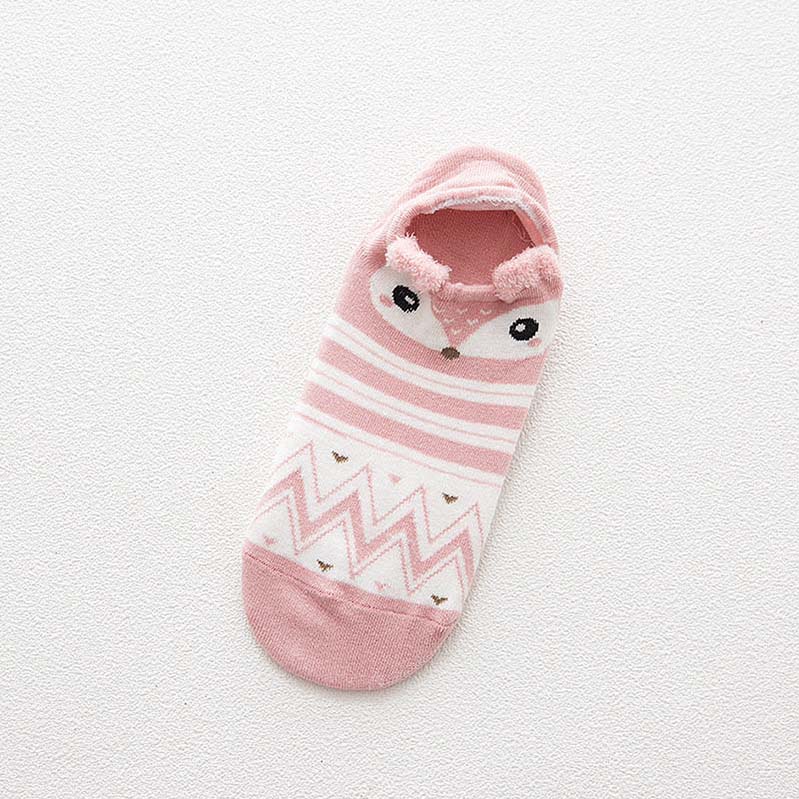 5 Pairs Women's Socks Spring Summer Three-Dimensional Shallow Mouth Cartoon Female Cotton Invisible Japanese Cute Animals Socks