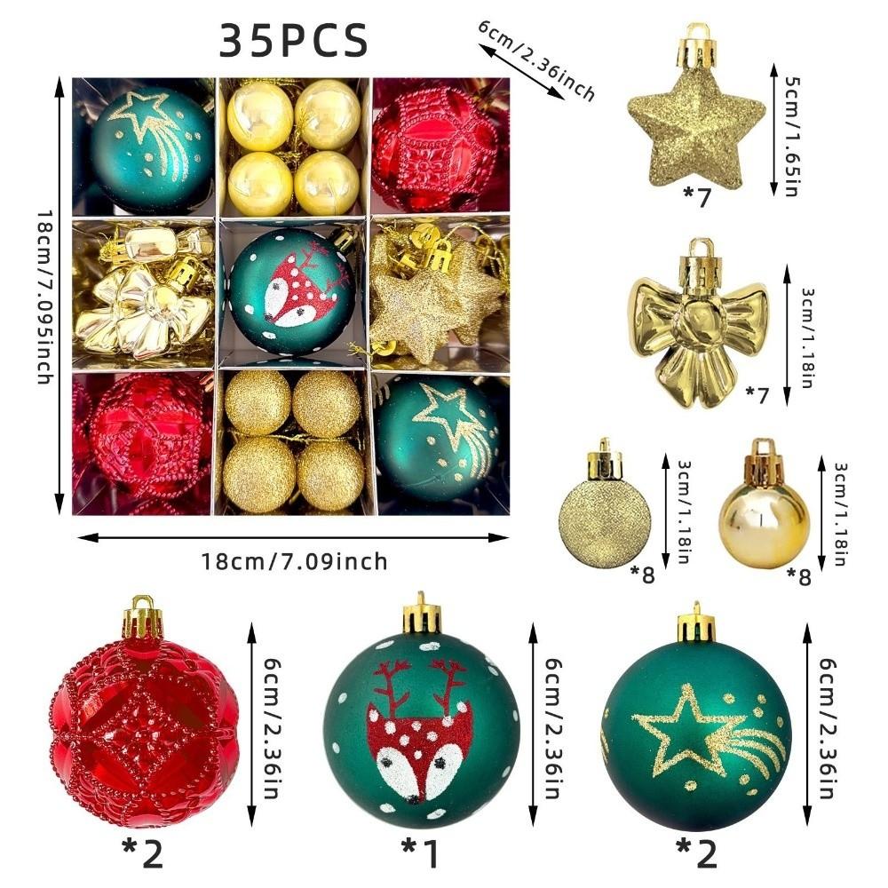 35Pcs/Set 6CM Christmas Ball Shiny Xmas Baubles Durable Xmas Ornament Ball  Home