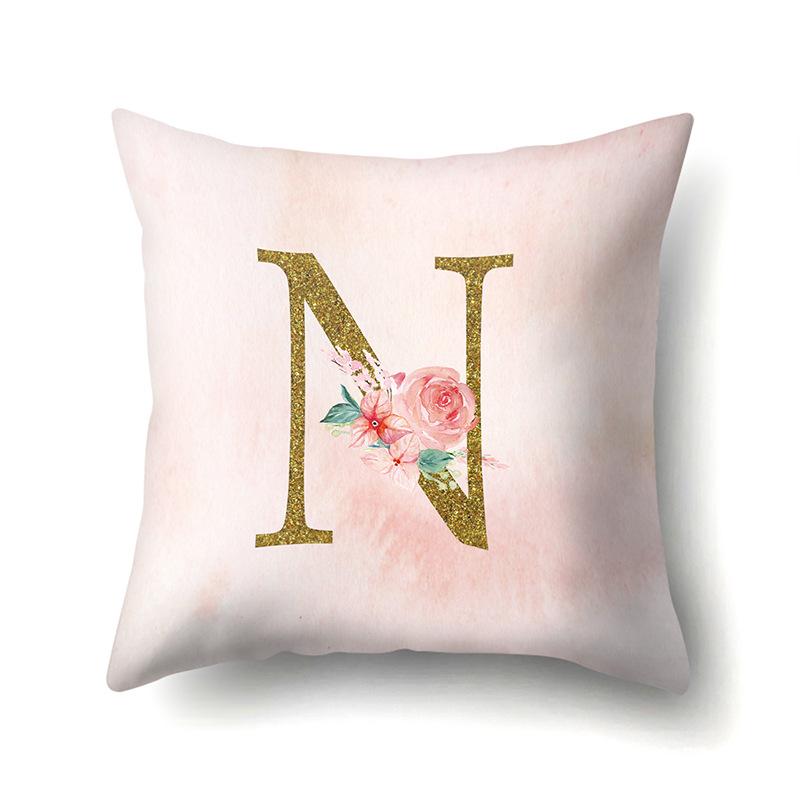 Polyester Pillowcase Home Fantasy Watercolor Print Pillowcase 26 English Letter Cushion Cover