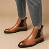 Wintermode Neue Hohe Stiefeletten Herren zum Hineinschlüpfen Chelsea Braune Knöchelhohe Stiefel Britische Marke Designer Lässige Stiefel Formelle Luxus Schuhe