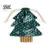 Printed Holiday Gift Bags Christmas Tree Shaped with Drawstring, Reusable Fabric Bags, Winter Goodie Storage Pouches for Present Wrapping, Party