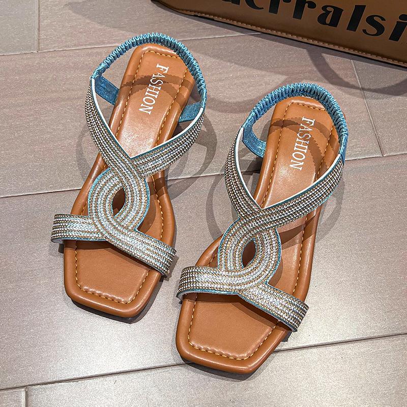 

Женские сандалии, женская летняя римская обувь с открытым носком, 2024 г., женские гладиаторы с открытым носком, пляжная блестящая женская обувь, большие размеры 35-43 43