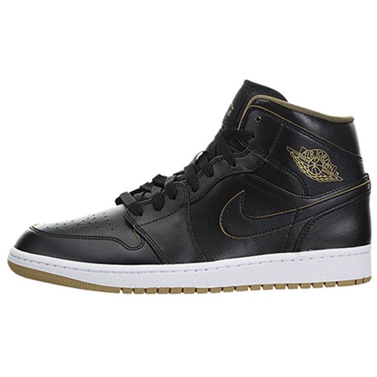 

Jordan 1 Retro Mid Black Metallic Gold 554724-042 45.5