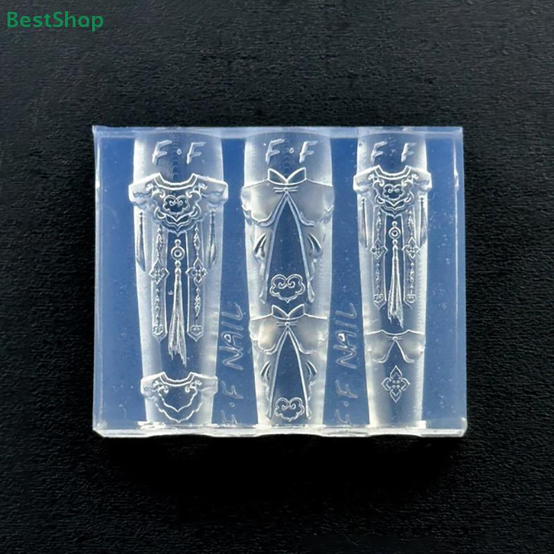 3D Silicone Nail Art Mold Chinese Style Cloud Shoulder Relief Design High-transparency Manicure Template