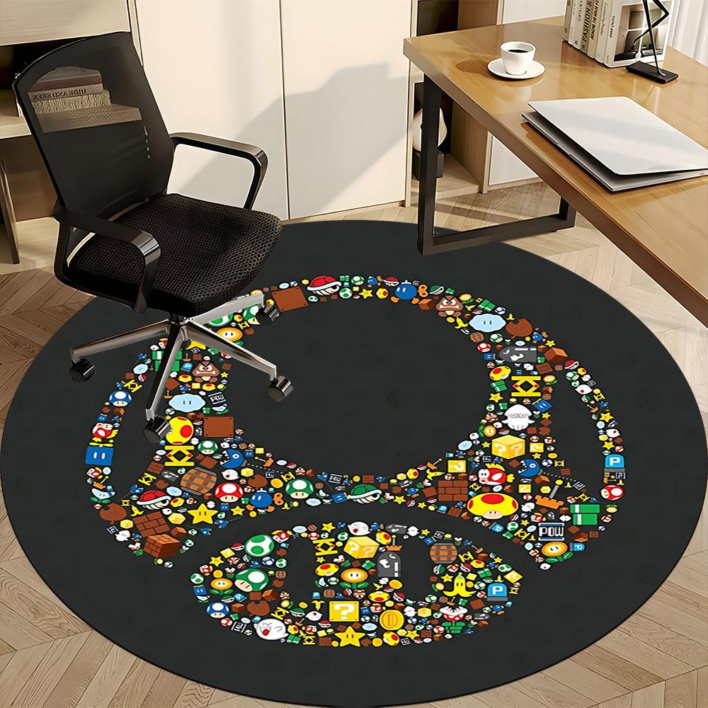 1pc Mario Office Round Area Rug,  Under Office Chairs Bedroom Living Room Home Decor a0926061