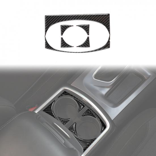 Front Cup Holder Panel Cover Trim Decals for 15+ Dodge Charger Real Carbon Fiber