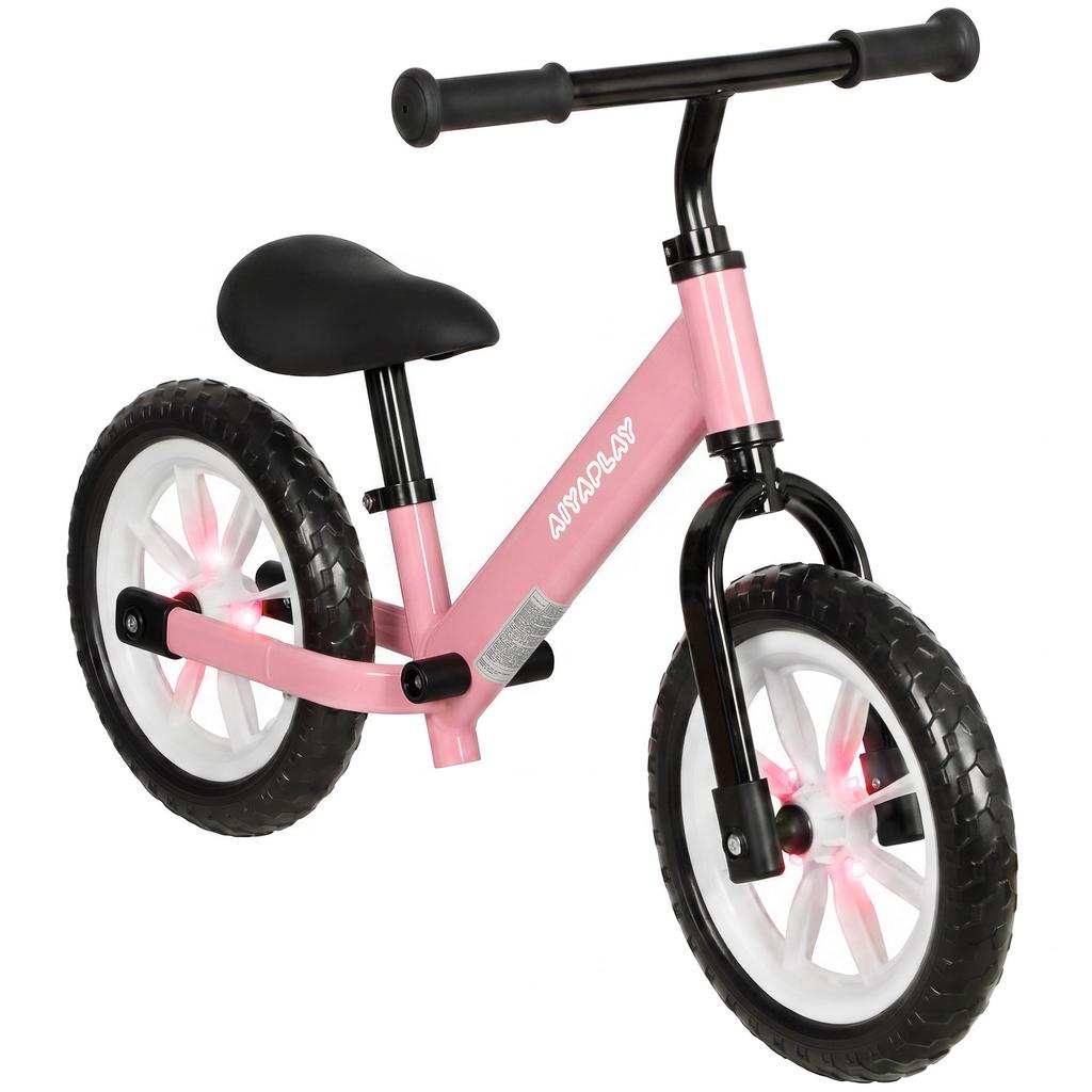 11.2" Balance Bike for 2-5 Years, Toddler Bike with Lighting Wheels, Adjustable Seat & Handlebar, 360 Degrees Steering, Pink
