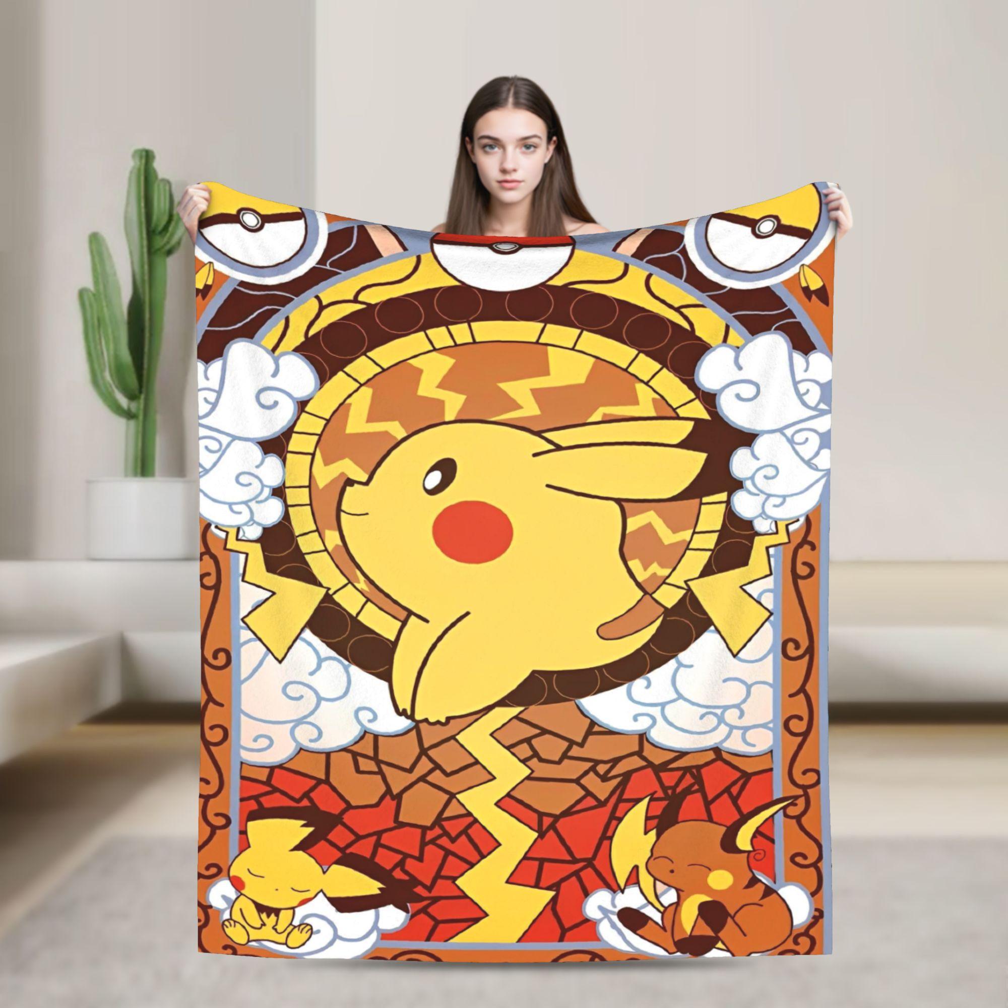 

Kawaii Pocket Monster Blanket Velvet Spring/Autumn Multifunction Super Soft Throw Blanket for Bedding Travel Quilt 30x40in