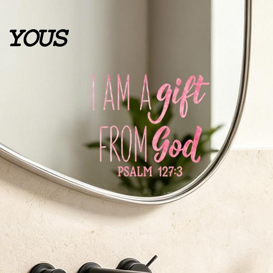 Removable Glass Decor for Home Inspirational Quote Decals Mirror, Motivational Saying Affirmation Stickers, Waterproof Static Cling Mirror Stickers