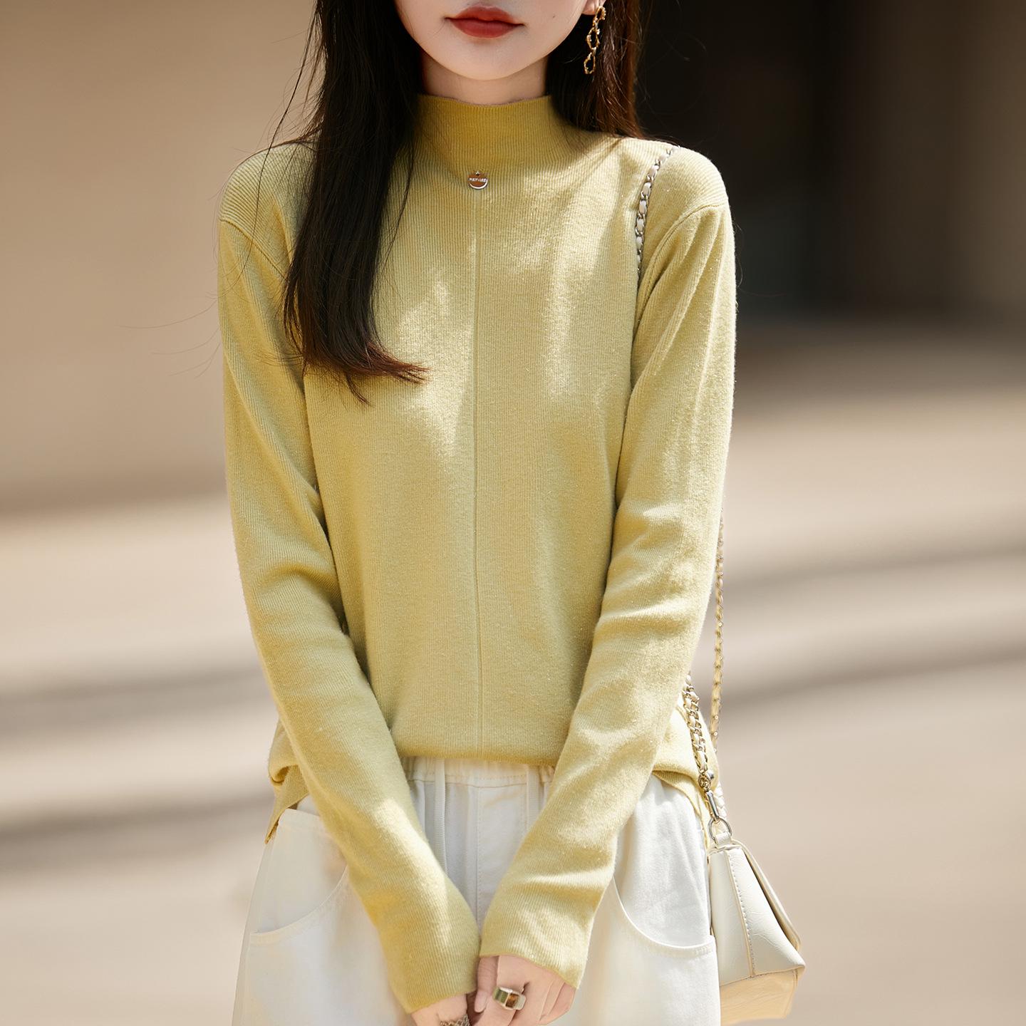 

Женский базовый слой с высоким воротником, люрексом и длинными рукавами - Универсальный, мягкий, стройнящий трикотаж для осени/зимы, доступен большой размер. Large