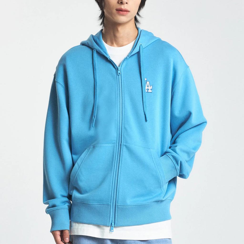 MLB Basic Medium Logo Hood Zip Up Sweatshirt Unisex Blue 3ATRB0144-07BLL