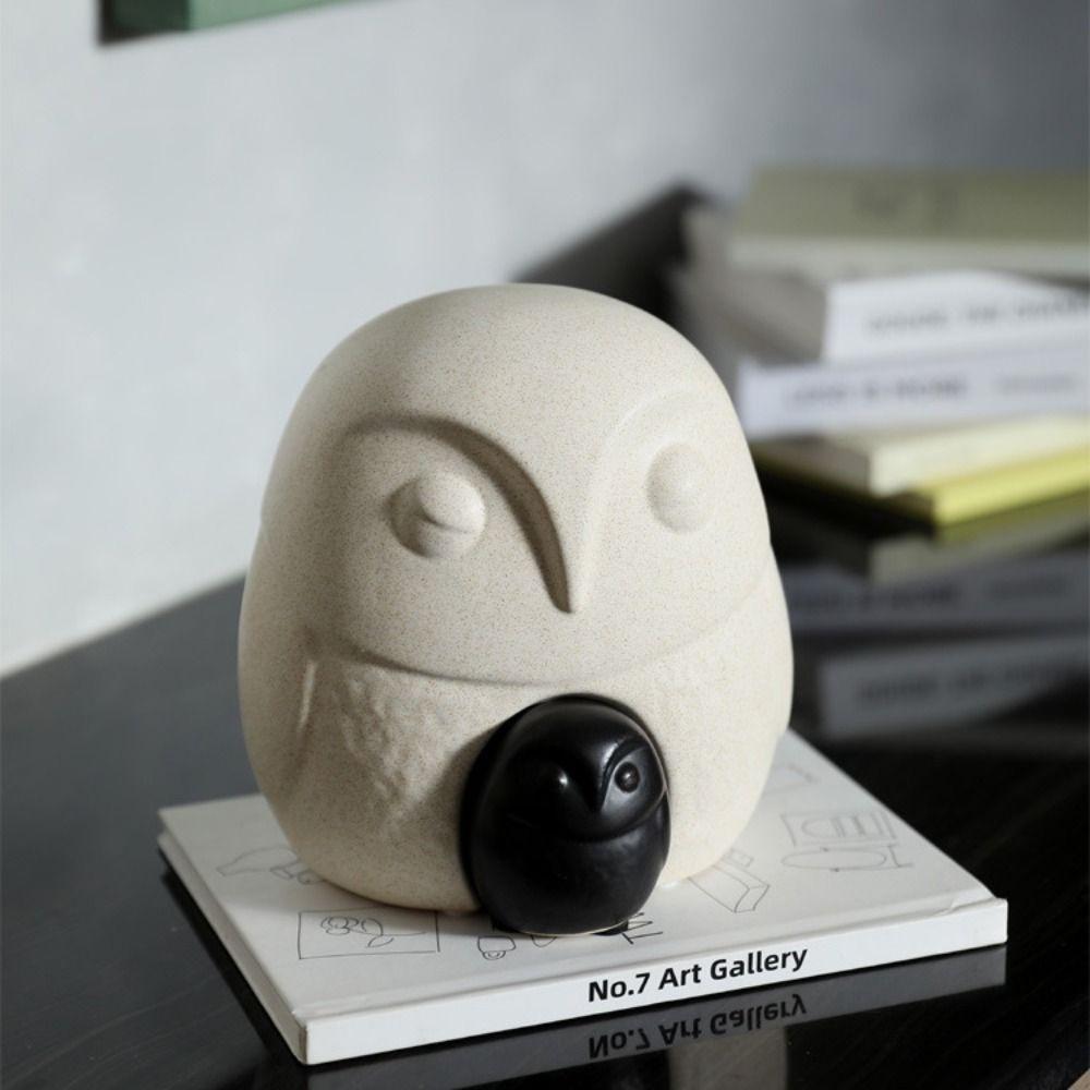 Vivid Animal Statue Ceramic Miniature Figurine Sculpture Creative Owl Ornament Bookshelf