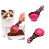 Zusammenklappbarer Tierkotlöffel Silikonmessbecher mit Verschlussclip 2 in 1 Multifunktionslöffelschalen für Hunde Katzen Futter Wasser