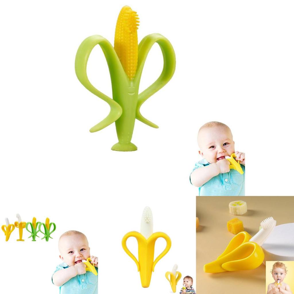Unique Baby Silicone Teether Set With Colorful Corn And Banana Designs For Infants