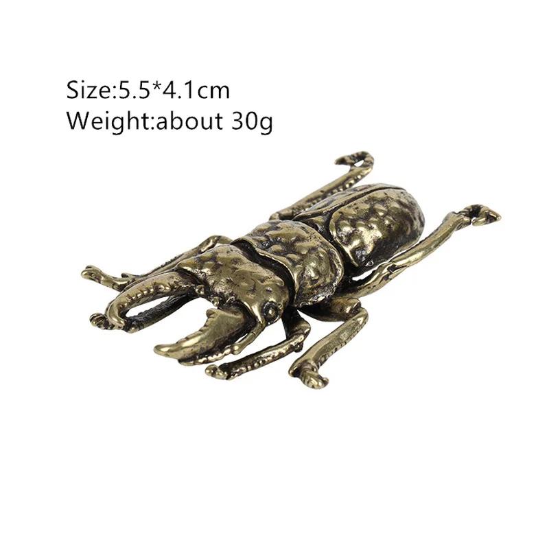 Käfer-Miniaturfiguren aus massivem Kupfer, Dekoration für Zuhause und Büro, Simulation Messing, Longhorn, Stier, Insektenornamente, lustige Geschenke