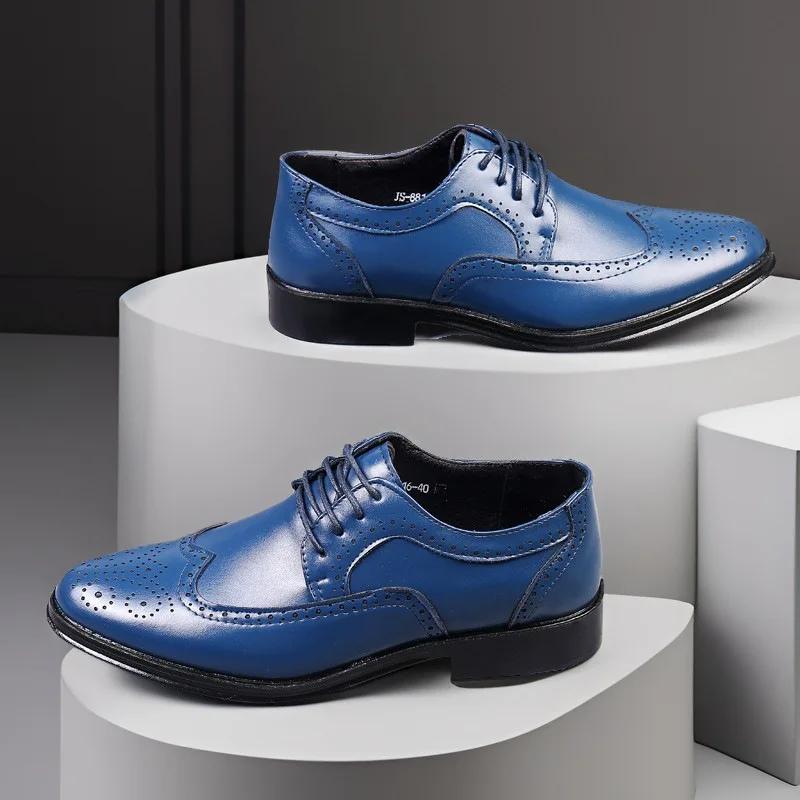 Men's Classic Retro Shoes Mens Lace-Up Business Leather Shoes Dress Office Flats Men Wedding Party Oxfords Work Footwear