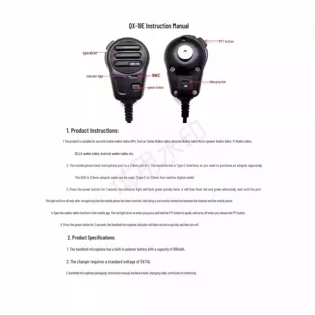 Mobile Phone 3.5mm Handheld Speaker Microphone with Built-in Battery for Walkie-Talkie