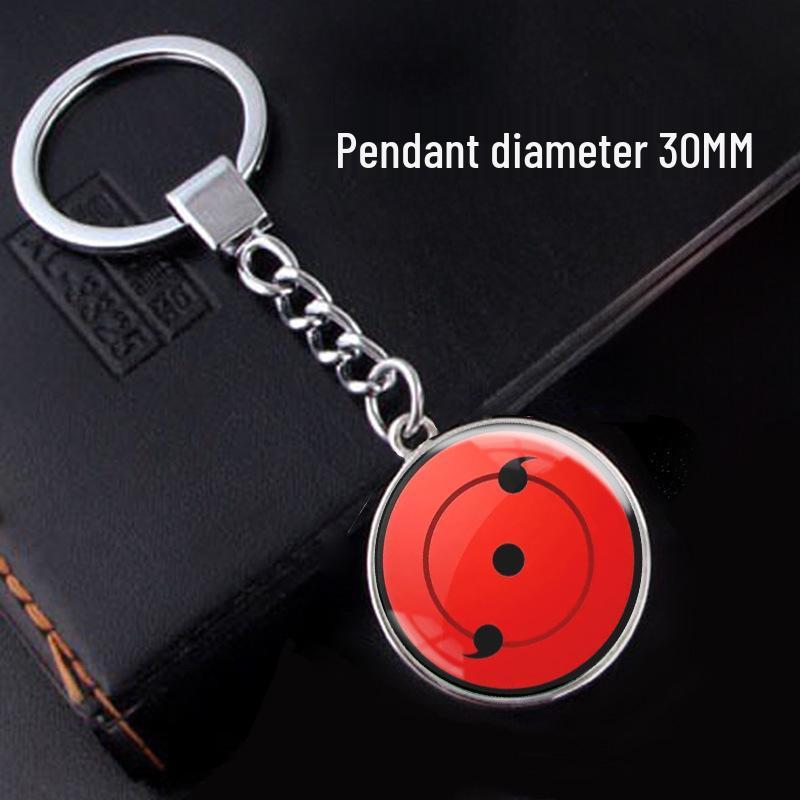 Naruto Sharingan Time Gem Silver Keychain Ornament