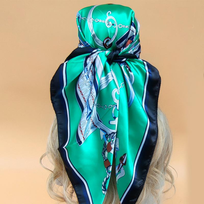 The Four Seasons Popular Shawls Fashion Design Sunscreen Scarves Luxury 90X90CM Square Silk Hijab  New Women Beach Headscarf