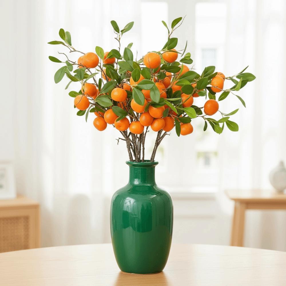 Faux Orange Artificial Orange Branch Green Leaves Fake Plants Restaurant Hotel