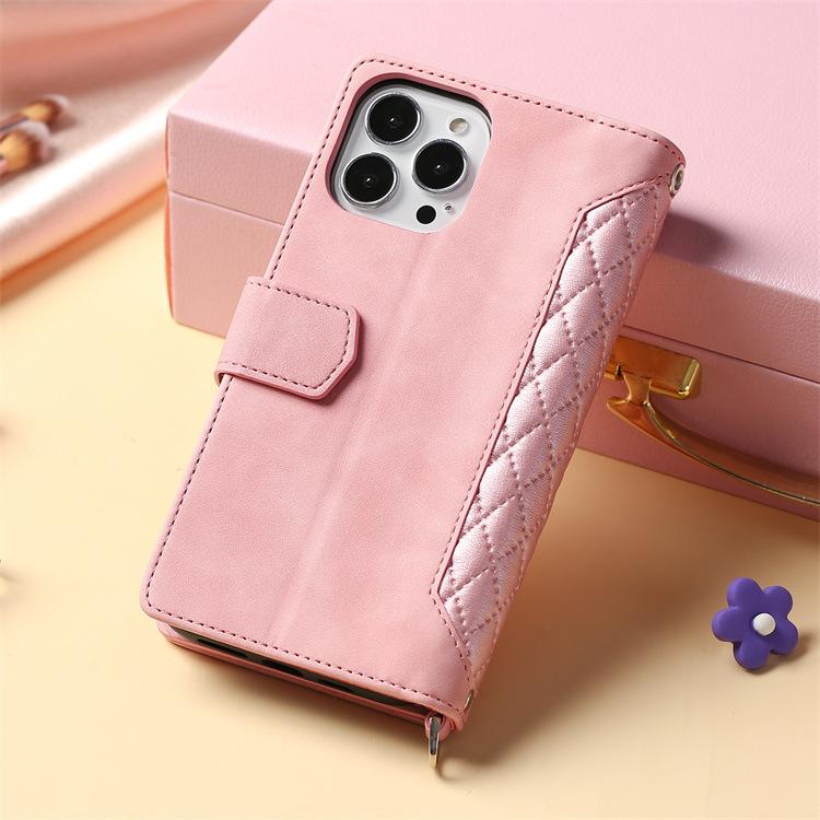 Applicable to Samsung S26 crossbody zipper wallet A27 Xiaoxiangfeng rhombus protective case A15 card holder Google 10A