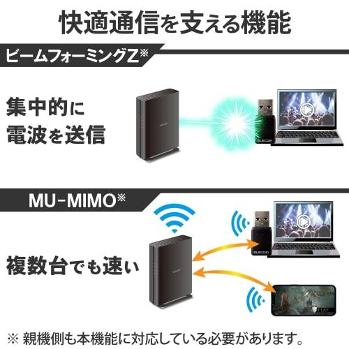 ELECOM Wi-Fi Wireless LAN Handset 11ac/n/g/b/a 867Mbps 5GHz/2.4GHz USB3.0 Beamforming Z MU-MIMO Compatible with Windows 11/10 Mac Black WDC-867DU3S2