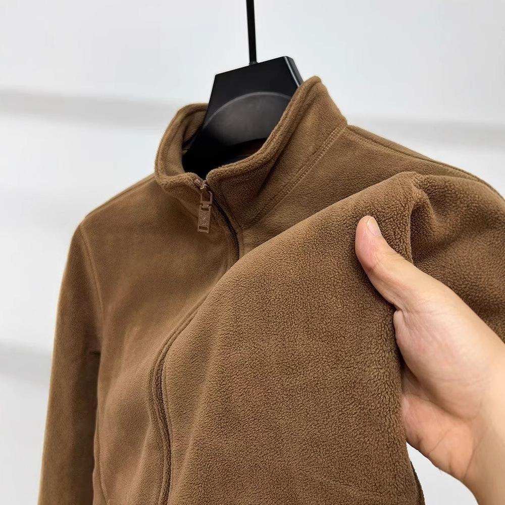 Męska bluza polarowa z zamkiem i stójką - Gruba, ciepła, gładka kurtka kardigan na jesień i zimę.