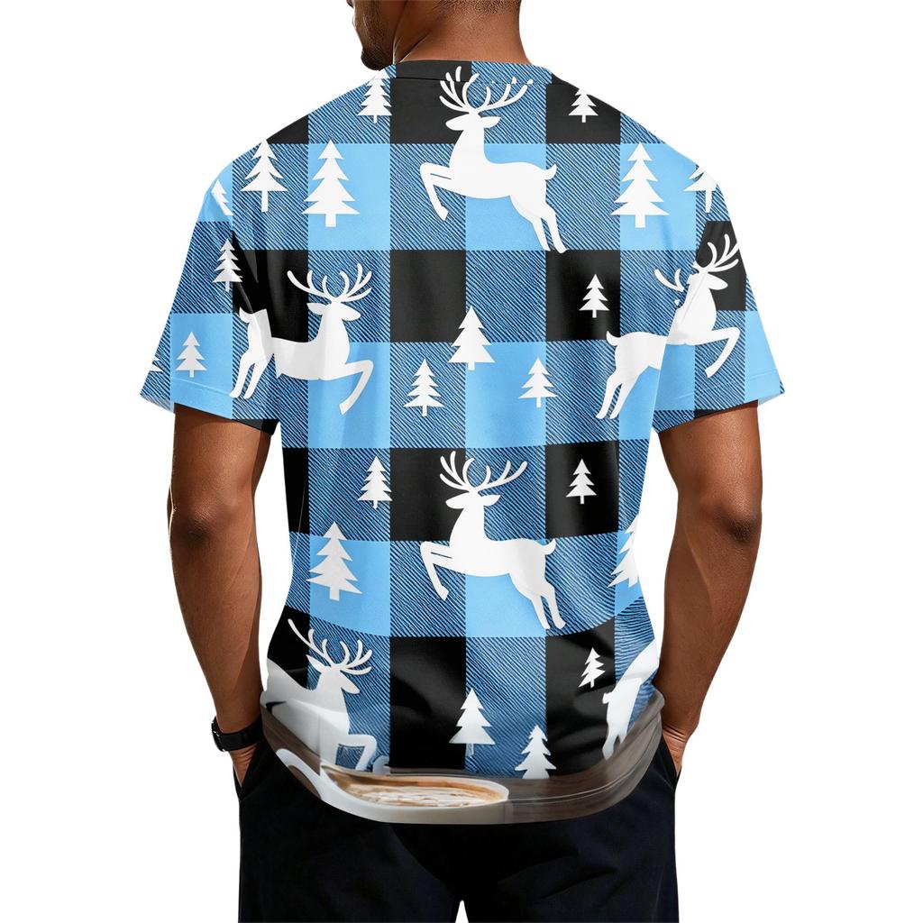 Men's Quick Dry Short Sleeve Neck T-Shirt with Christmas Print
