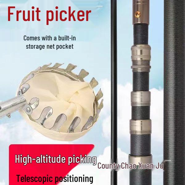 Stainless Steel Telescopic Fruit Picker with Multifunctional Landing Net for High-Altitude Use