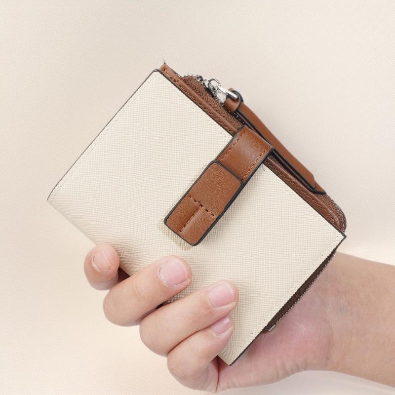 Leather Bifold Women Short Wallet Wallet Zipper Coin Purse Multi Card Holder Small Clutch Wallet Multi Card Holder Gift For Men