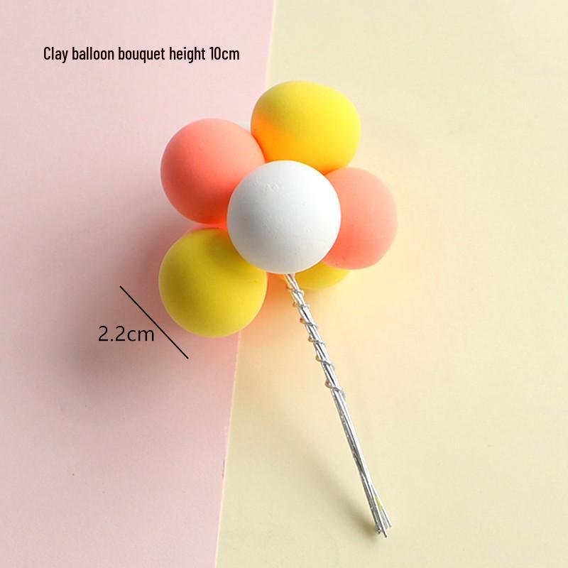 Multicolor Macaron Balloons Cake Toppers - Polymer Clay Foam for Kids' Birthday Decorations
