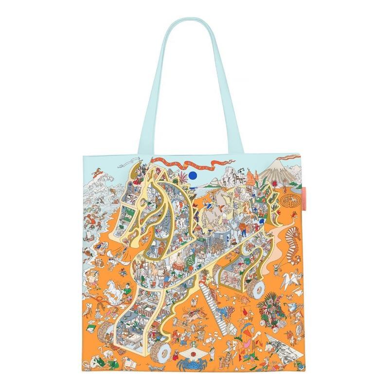 Printed Canvas Bag Women's Hand Bag Large Capacity Student Tutoring Shoulder Bag