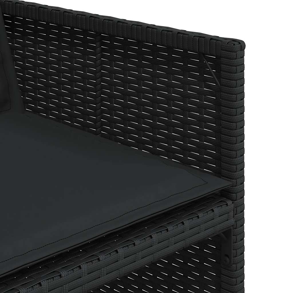 5 Piece Outdoor Dining Set with Cushions Black Poly Rattan