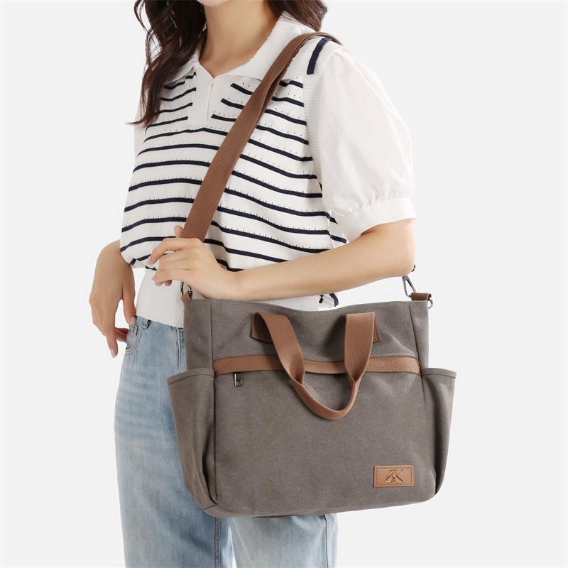 Women's Large Capacity Tote Bag Retro Student Crossbody Bag Canvas Shoulder Bag
