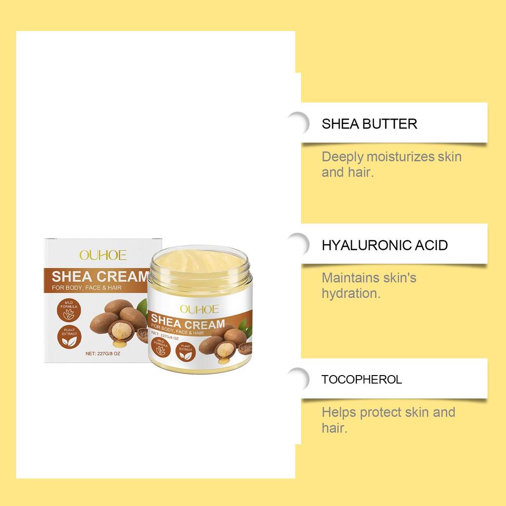 OUHOE Shea Butter Multi-Function Care Cream – Gentle Nourishing Moisturizer, Protects Skin, Relieves Dryness, Suitable for Whole Body 227g