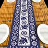 Mexican Table Runner Blue Patchwork Tiles Table Cover Mexican Fiesta Talavera Floral Bird Decor Mexican Dia De Los Muertos Decorations for Simple