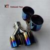 1Pair Car Accessories Glossy Blue Stainless Steels Dual Exhaust Tip Tailpipe Muffler Tip Exhaust System Auto Tools for All Car