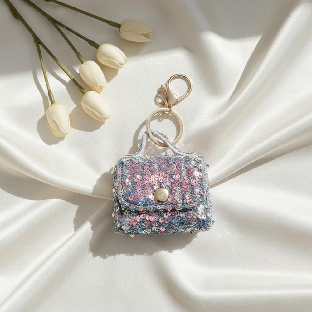 Fashion Sequin Sequin Mini Earphone Case Keychain Leather Pouch Backpack Pendant  Hanging Ornament
