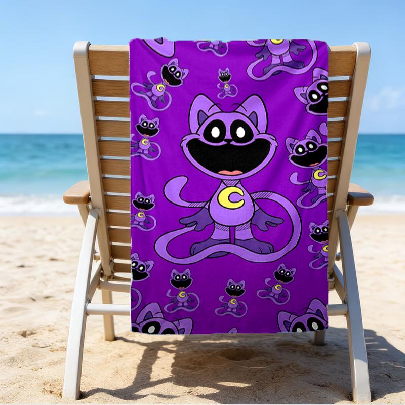 proof beach towel with a Poppy Playtime pattern - soft,absorbent,quick-drying,machine washable - perfect for swimming,camping,bathing