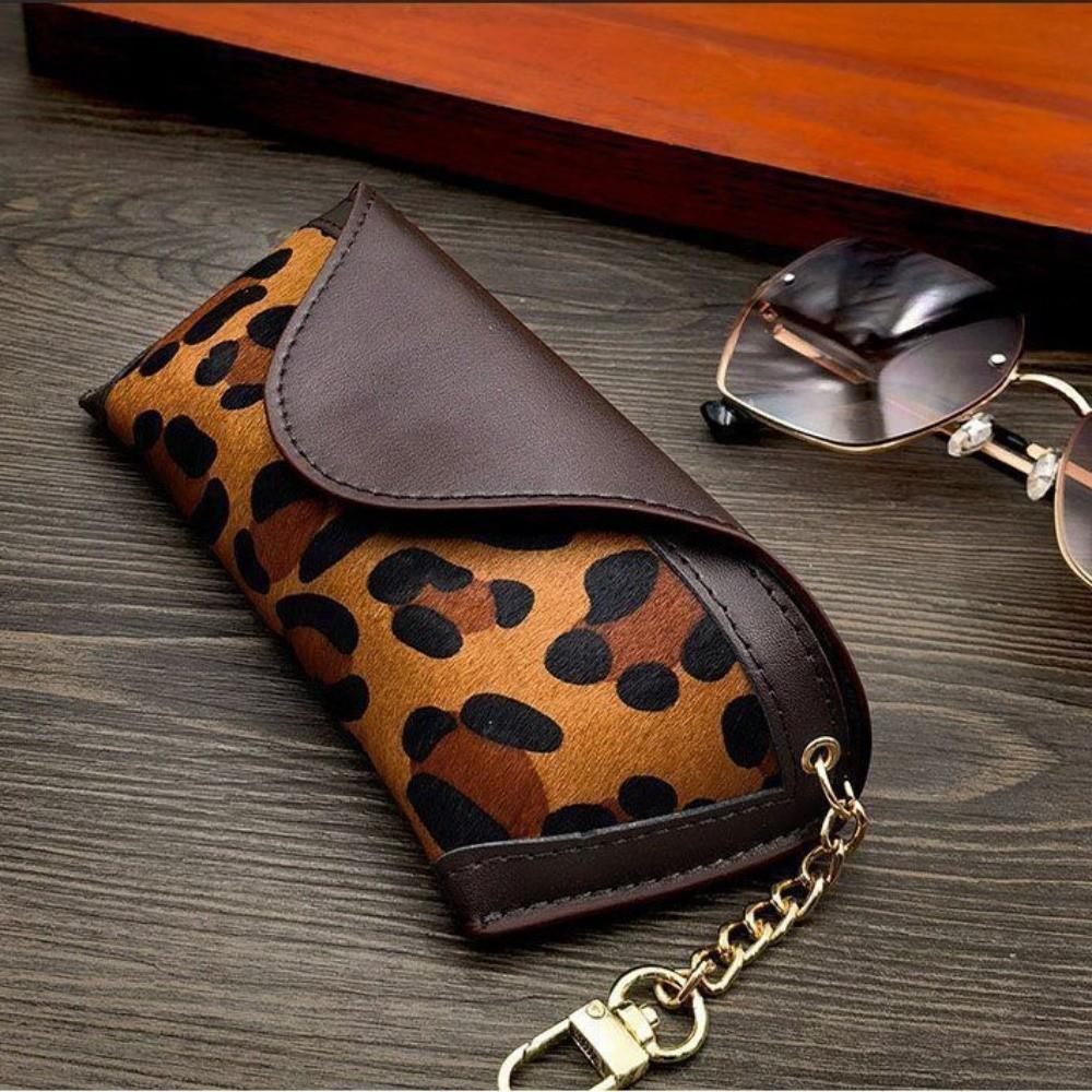 Glasses Clip Pu Leather Glasses Bag Plush Sunglasses Eyeglass Bag Glasses Storage Bag Outdoor