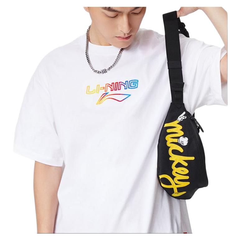 New LiNing Disney Collaboration Fabric Shoulder Bag Crossbody Bag Fanny Pack Unisex Black & Yellow ABLS087-1