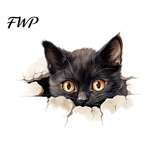 Peel Stick Toilet Decal Broken Wall Cat Sticker, And Decor Easy Application Window Sticker Decal, Removable Waterproof PVC Lid for Bathroom