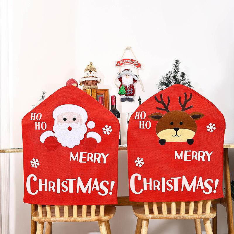 Christmas Decorations Cartoon Santa Claus Snowman Chair Cover Hoho Doll Chair Cover Dining Table Christmas Decoration