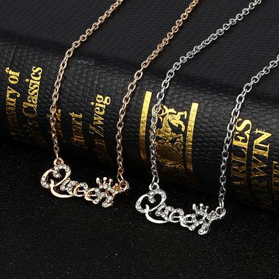 Hot Sale Letter Necklace Trend Crown Queen Collarbone Chain Micro Diamond Clothing Pendant